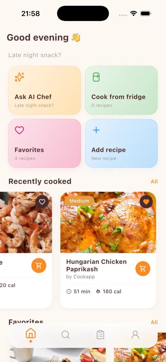 BudiChef home screen